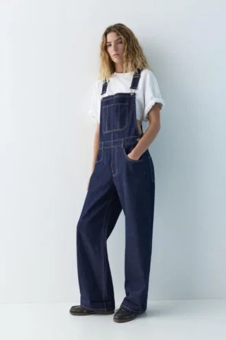 Salopette longue en denim Salopette longue en denim