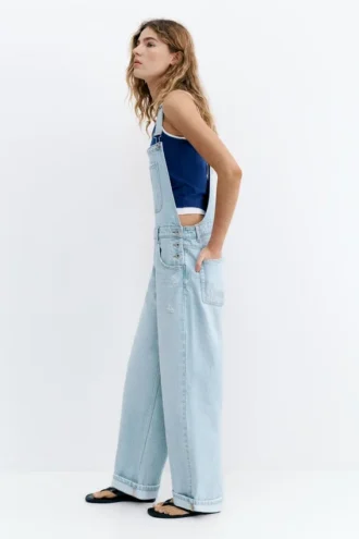 Salopette longue en denim Salopette longue en denim