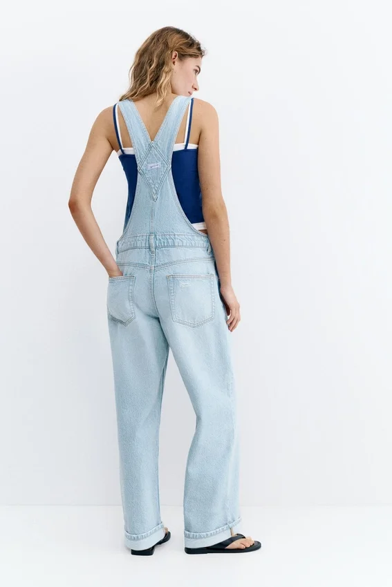 Salopette longue en denim Salopette longue en denim
