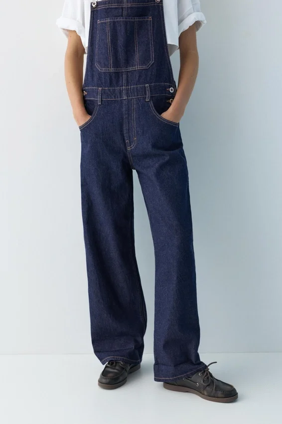 Salopette longue en denim Salopette longue en denim