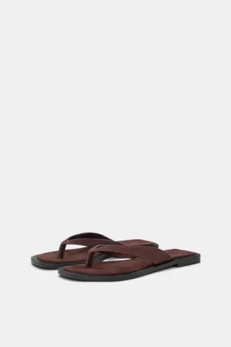 Sandales plates en cuir