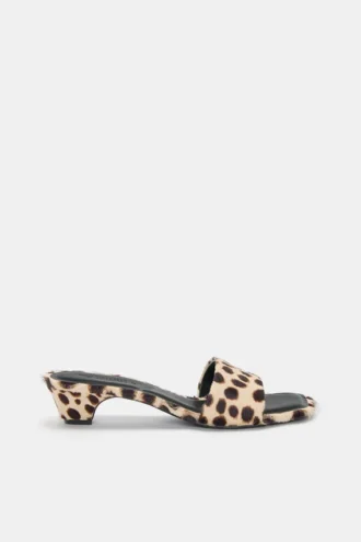 Sandales à talons en cuir imprimé léopard