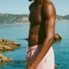 Short de bain à rayures en seersucker