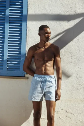 Short de bain à rayures en seersucker