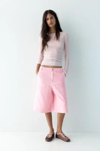 Short en jean rose