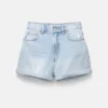 Short mom en denim à ourlet retourné