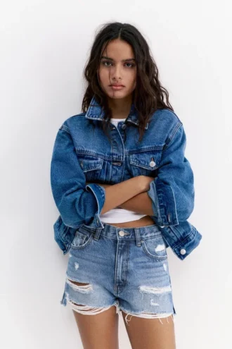 Shorts en denim déchiré