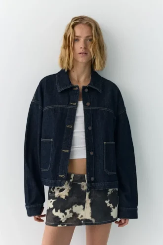 Surchemise en denim à coupe carrée