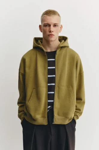 Sweat à capuche coupe carrée avec fermeture à glissière