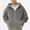 Sweat à capuche zippé, coupe carrée et effet délavé Sweat à capuche zippé, coupe carrée et effet délavé