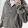 Sweat à capuche zippé, coupe carrée et effet délavé Sweat à capuche zippé, coupe carrée et effet délavé