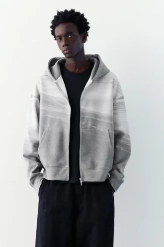 Sweat à capuche zippé en interlock
