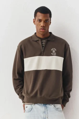 Sweats à col zippé marron