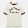 T-shirt avec motif contrasté et bords-côtes T-shirt avec motif contrasté et bords-côtes