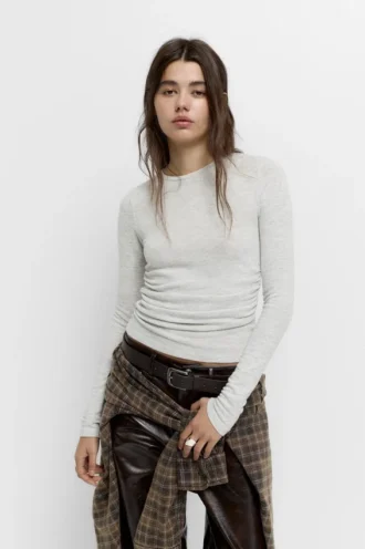 T-shirt froncé au toucher doux