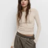 T-shirt froncé au toucher doux T-shirt froncé au toucher doux