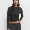 T-shirt froncé au toucher doux T-shirt froncé au toucher doux