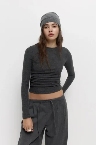T-shirt froncé au toucher doux