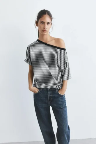 T-shirt à manches courtes asymétrique