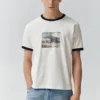 T-shirt à manches courtes avec bord-côte graphique T-shirt à manches courtes avec bord-côte graphique
