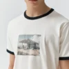 T-shirt à manches courtes avec bord-côte graphique T-shirt à manches courtes avec bord-côte graphique