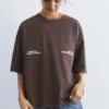 T-shirt à manches courtes marron avec slogan T-shirt à manches courtes marron avec slogan