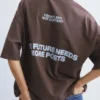 T-shirt à manches courtes marron avec slogan T-shirt à manches courtes marron avec slogan