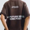 T-shirt à manches courtes marron avec slogan T-shirt à manches courtes marron avec slogan