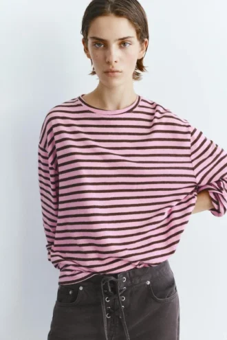 T-shirt à manches longues rayé