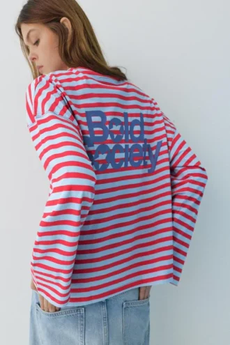 T-shirt rayé avec slogan