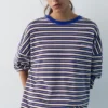 T-shirt rayé avec texte T-shirt rayé avec texte