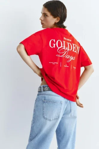 T-shirt rouge à slogan