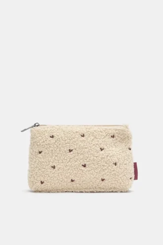 Trousse de toilette en imitation peau de mouton avec motif cœur