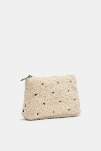 Trousse de toilette en imitation peau de mouton avec motif cœur