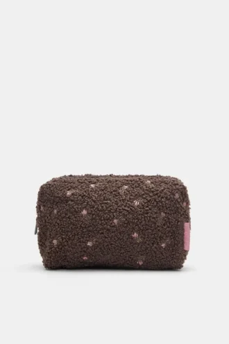 Trousse de toilette en simili-mouton à motif floral