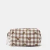 Trousse de toilette à motif vichy en forme de croissant Trousse de toilette à motif vichy en forme de croissant