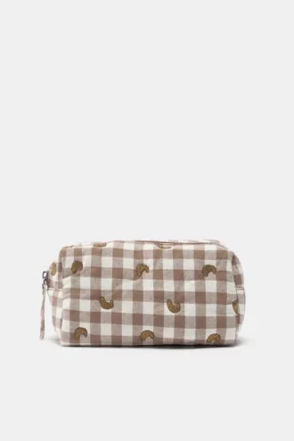 Trousse de toilette à motif vichy en forme de croissant