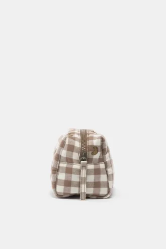 Trousse de toilette à motif vichy en forme de croissant