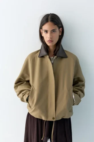 Veste avec col en simili cuir