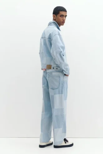 Veste en denim à carreaux patchwork