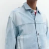 Veste en denim à carreaux patchwork Veste en denim à carreaux patchwork