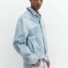 Veste en denim à carreaux patchwork Veste en denim à carreaux patchwork