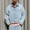 Veste en denim à carreaux patchwork Veste en denim à carreaux patchwork