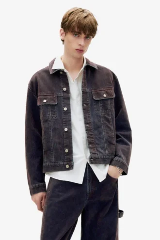 Veste en denim style camionneur floquée