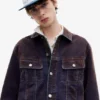 Veste en denim style camionneur floquée Veste en denim style camionneur floquée