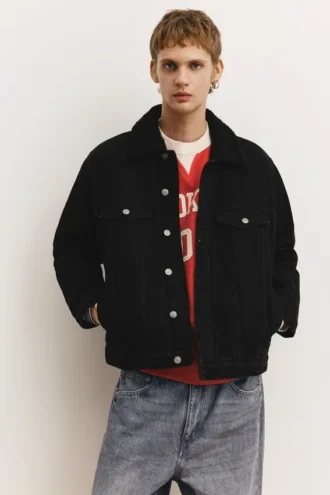 Veste en jean avec col en fausse peau de mouton