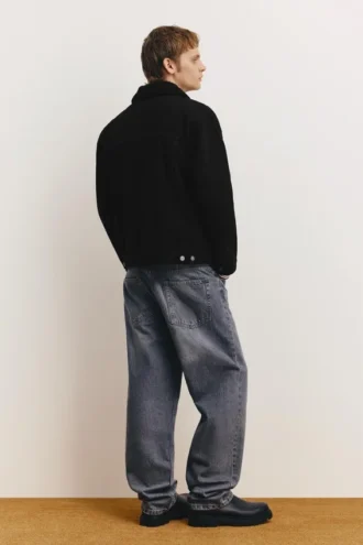 Veste en jean avec col en fausse peau de mouton