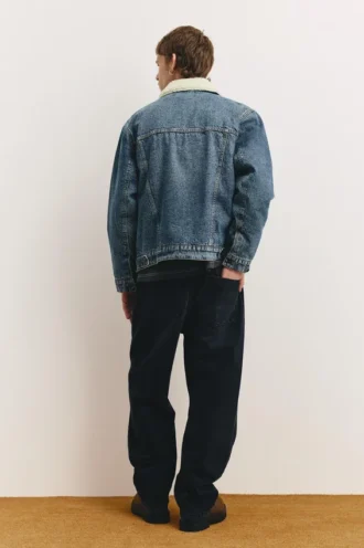 Veste en jean avec col en fausse peau de mouton