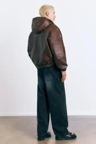 Veste en simili cuir vieilli