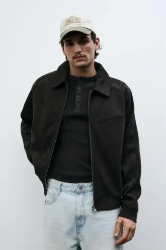 Veste en simili-suède